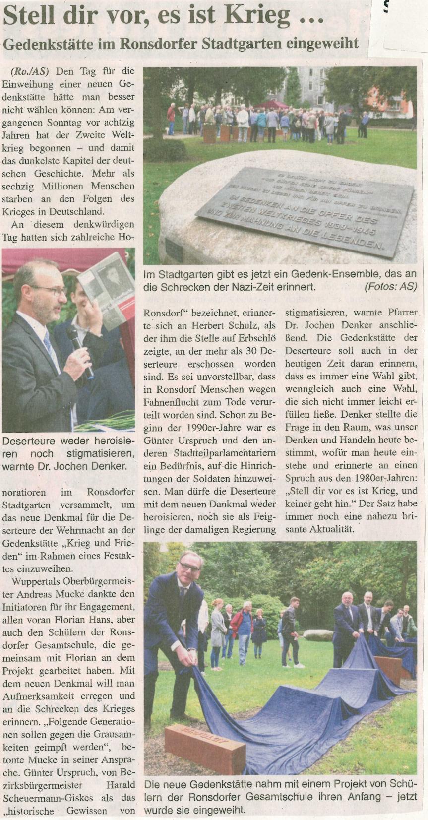 Gedenken an Deserteure der Wehrmacht