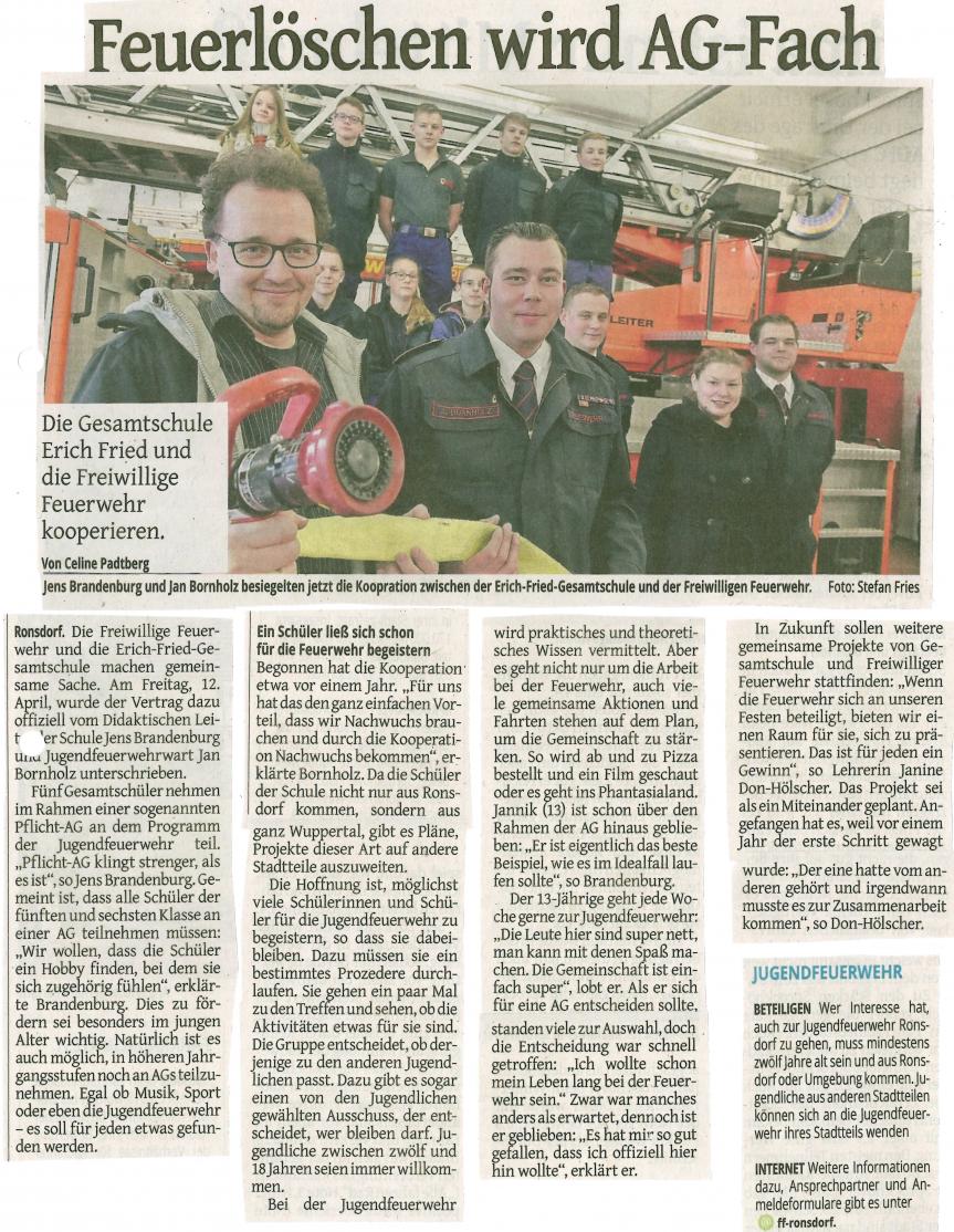 neue Kooperation mit der Freiwilligen Feuerwehr