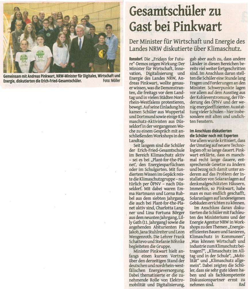 EFG Schüler*innen zu Gast im Landtag