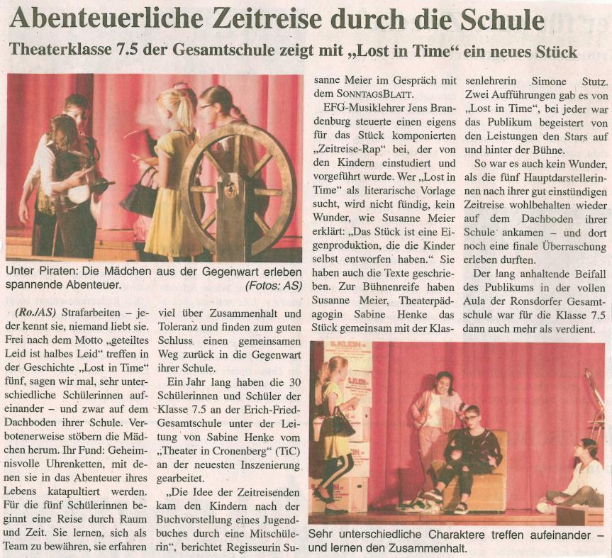 Theaterklasse nimmt Publikum mit auf Zeitreise