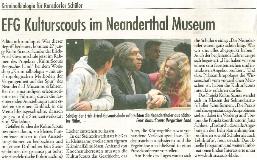 EFG Kulturscouts im Neandertal Museum