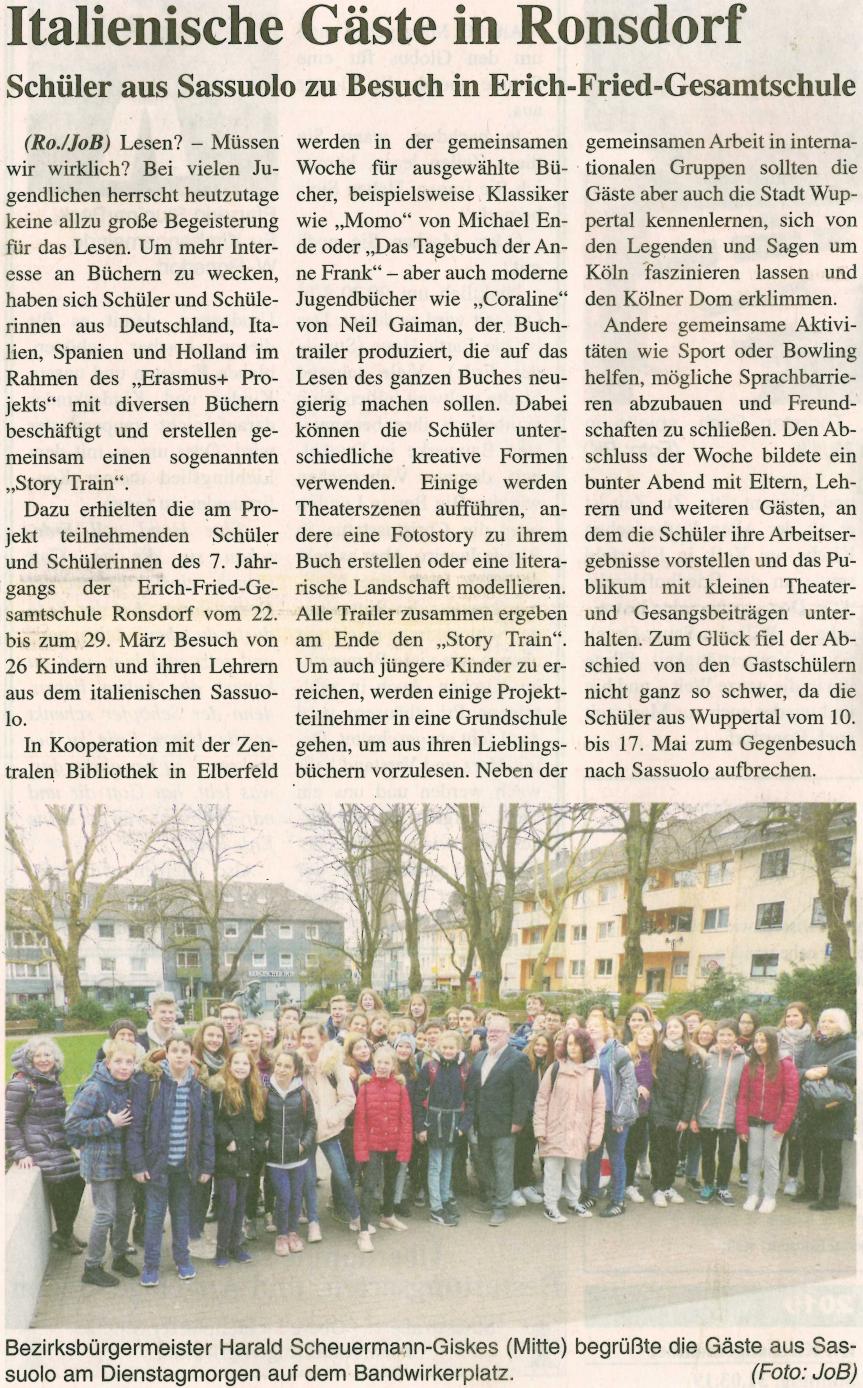 Italienische Austauschschüler in Ronsdorf