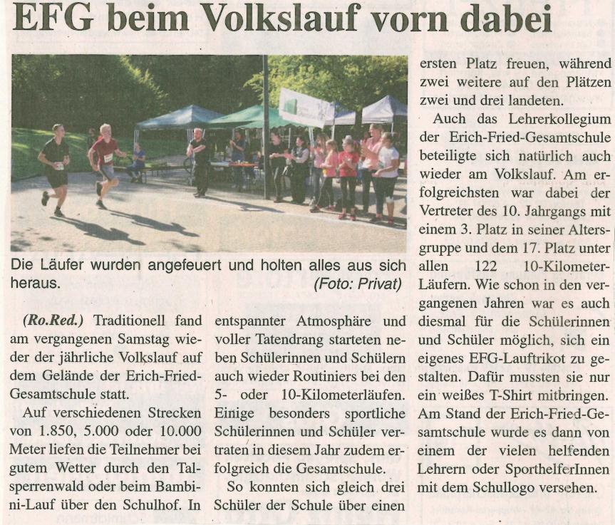 EFG beim Volkslauf dabei