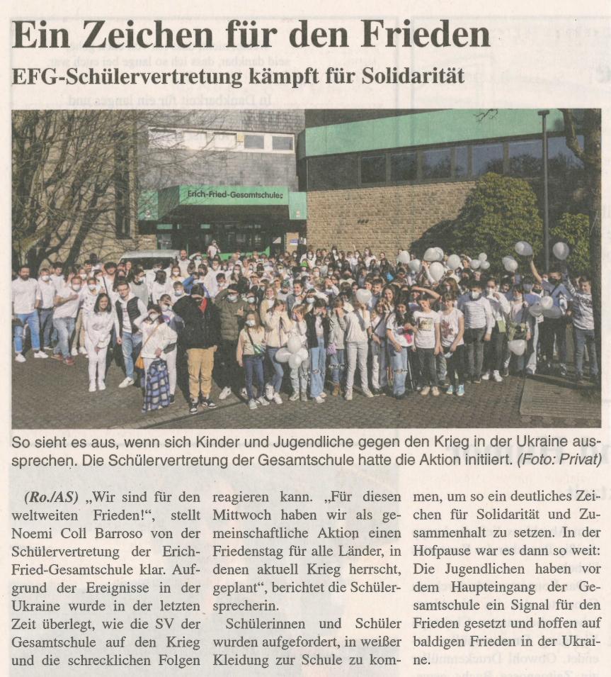 EFG setzt Zeichen für den Frieden