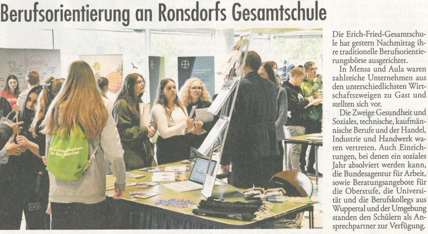 Wochenschau EFG-Börse "Schule & Beruf"