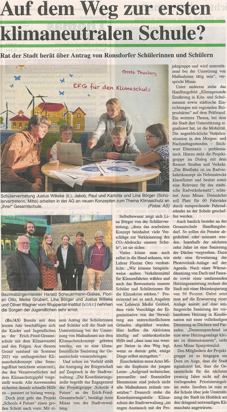 Schools 4 future: Auf dem Weg zur klimaneutralen Schule