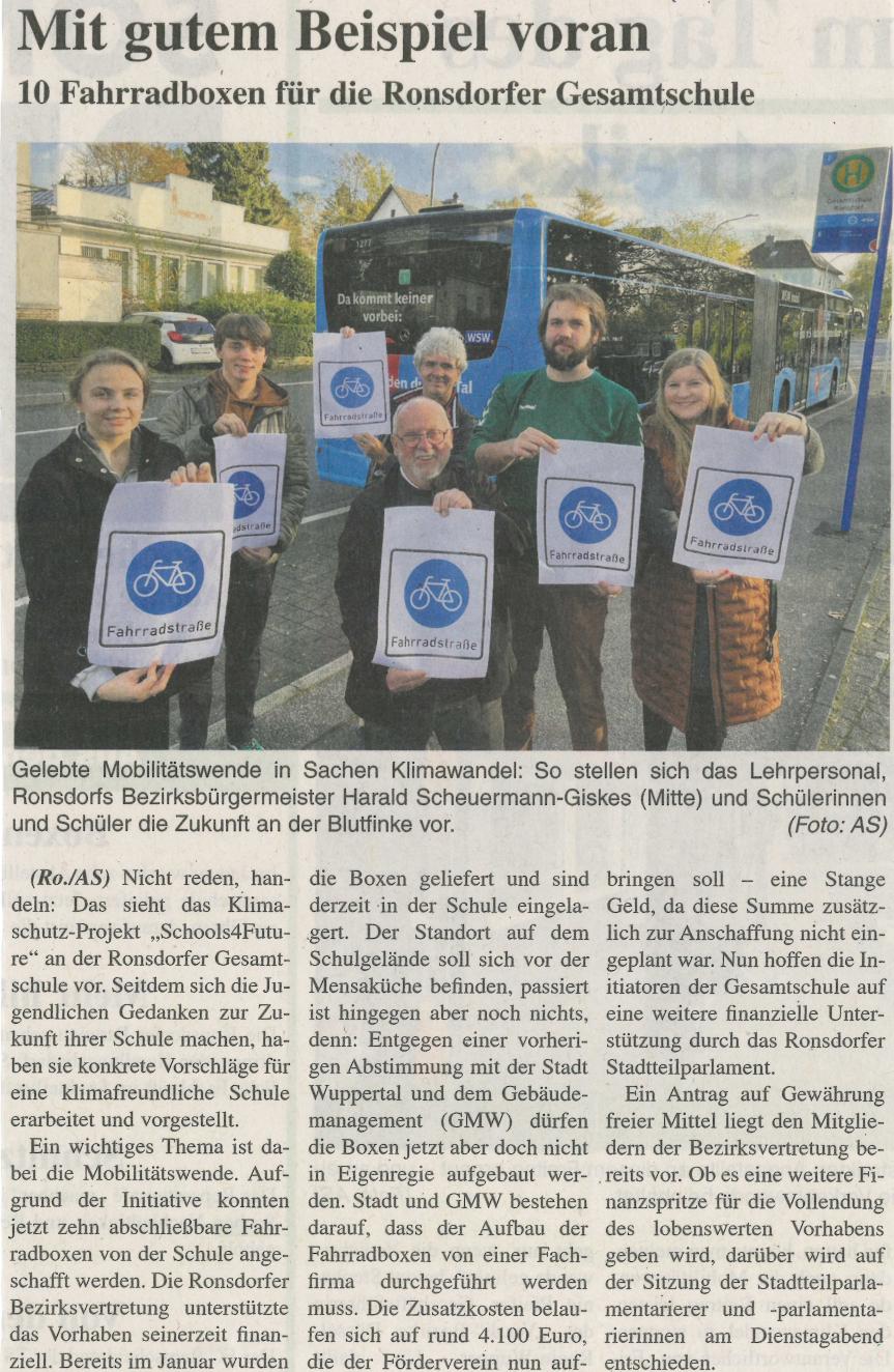 10 Fahrradboxen für die EFG