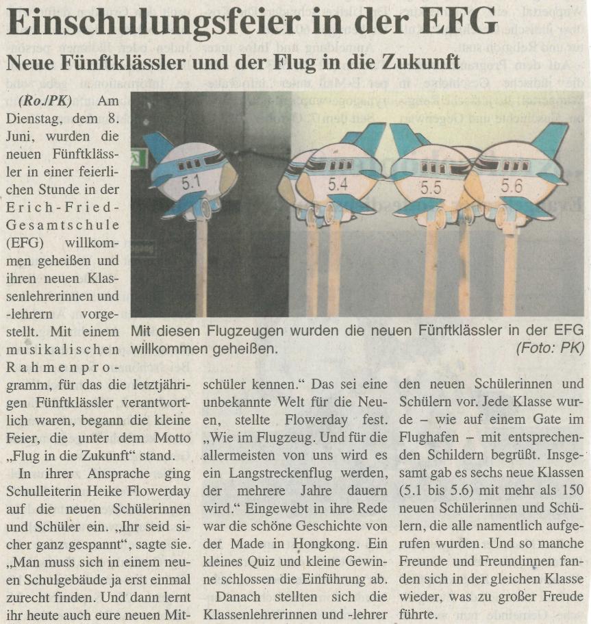 Einschulungsfeier 5. Jg. 2025