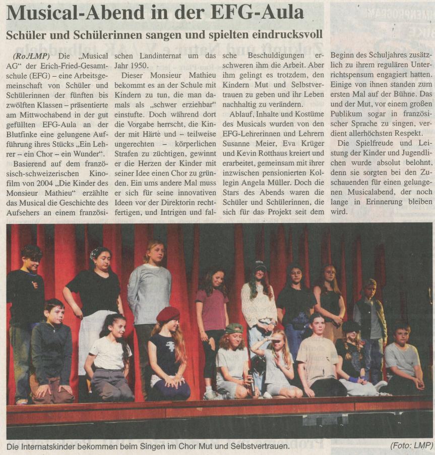 Musical AG 2026 Ein Lehrer - ein Chor - ein Wunder